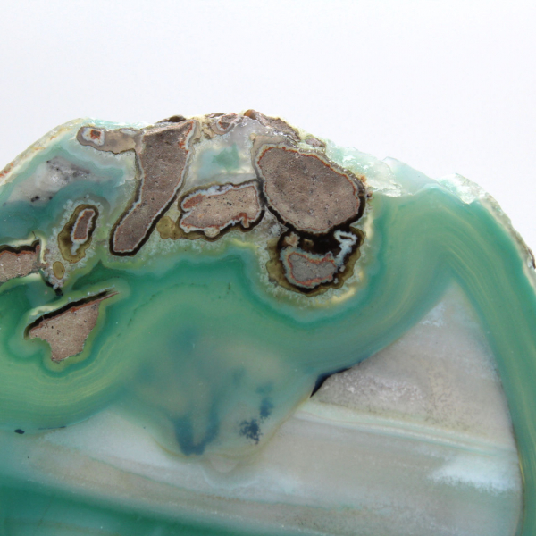 Tranche d'agate verte naturelle – Minéral brésilien 210 g
