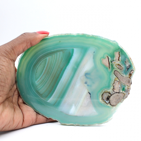 Tranche d'agate verte naturelle – Minéral brésilien 210 g
