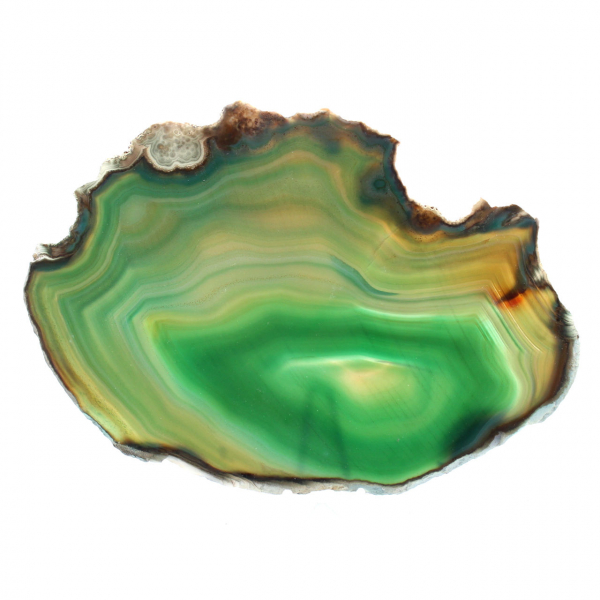 Tranche d'agate verte claire – Pierre naturelle 140 g