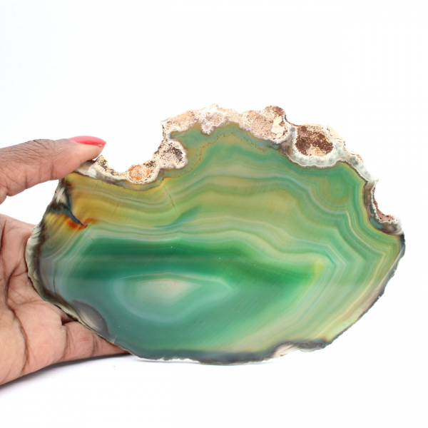 Tranche d'agate verte claire – Pierre naturelle 140 g