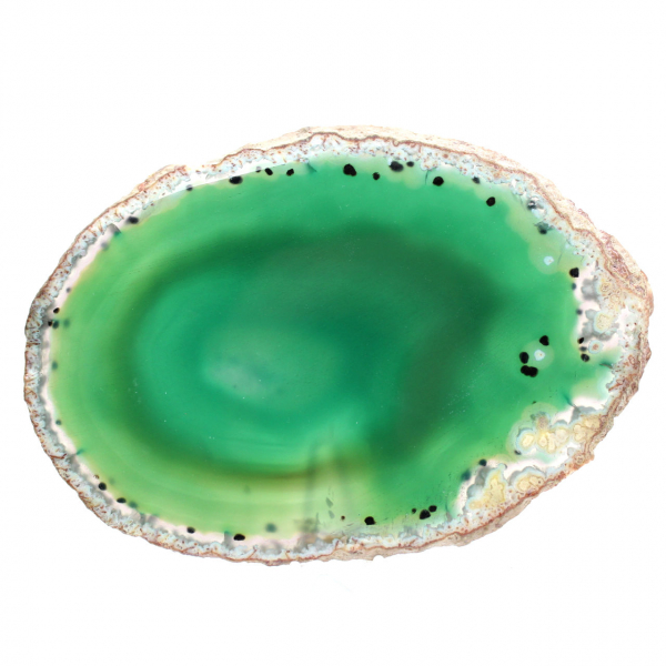 Tranche d'agate verte polie – Spécimen Brésil 205 g