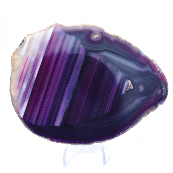 Tranche d'Agate du Brésil Teintée Violette pour Collection