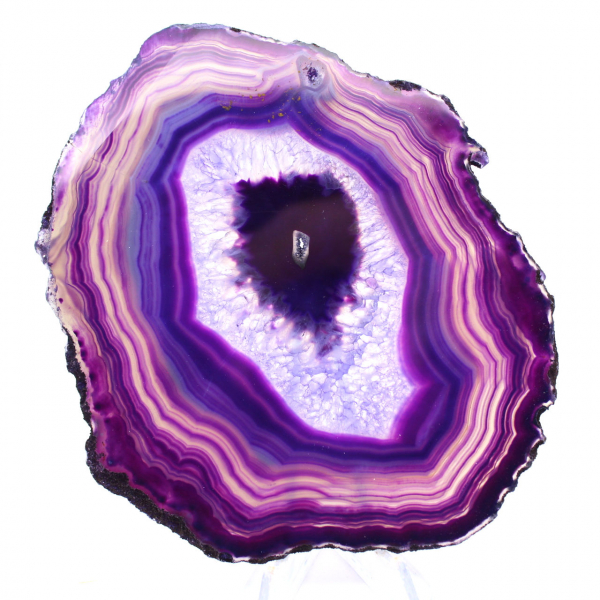 Agate du Brésil en Tranche : Spécimen Minéralogique Violet