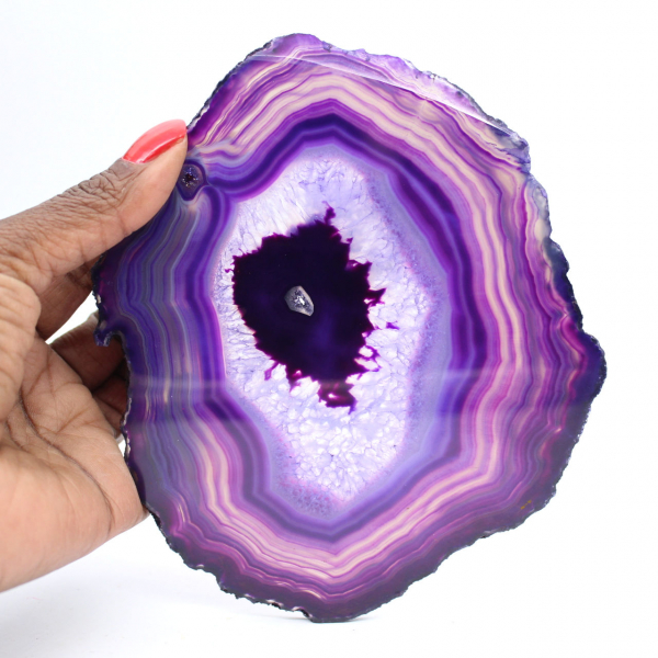 Agate du Brésil en Tranche : Spécimen Minéralogique Violet