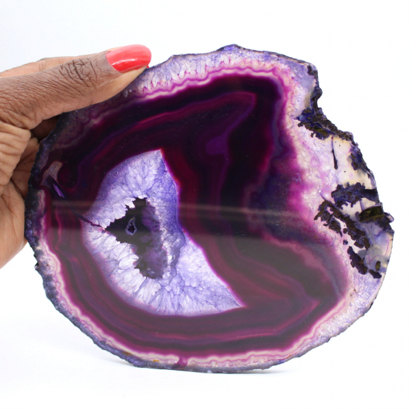 Grande Tranche d'Agate Violette du Brésil pour Intérieur