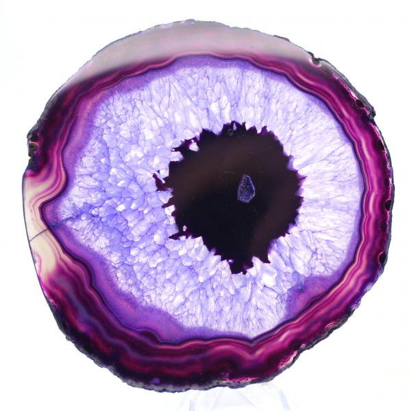 Agate Brésilienne : Tranche de Minéral Teintée en Violet