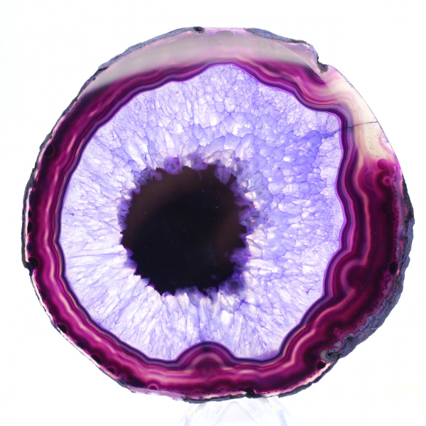 Agate Brésilienne : Tranche de Minéral Teintée en Violet
