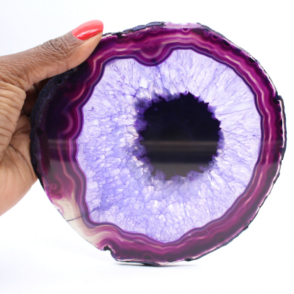 Agate Brésilienne : Tranche de Minéral Teintée en Violet