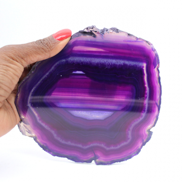 Tranche d'Agate de Collection, Coloris Violet Artificiel