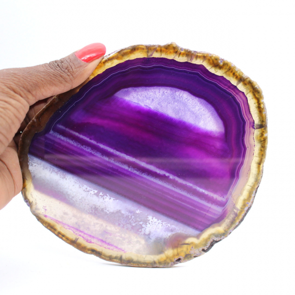 Objet en Pierre Naturelle : Tranche d'Agate Violette