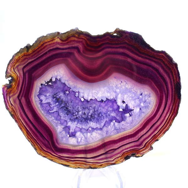 Agate du Brésil, Tranche de Pierre Ornementale Violette