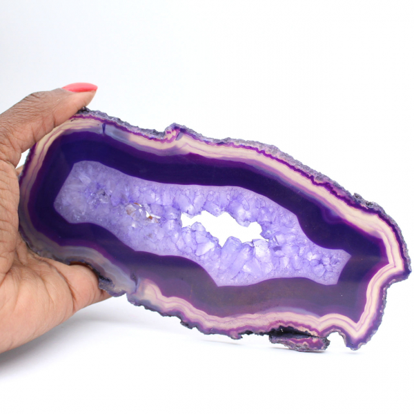 Agate en Tranche Fine, Coloration Violette du Brésil