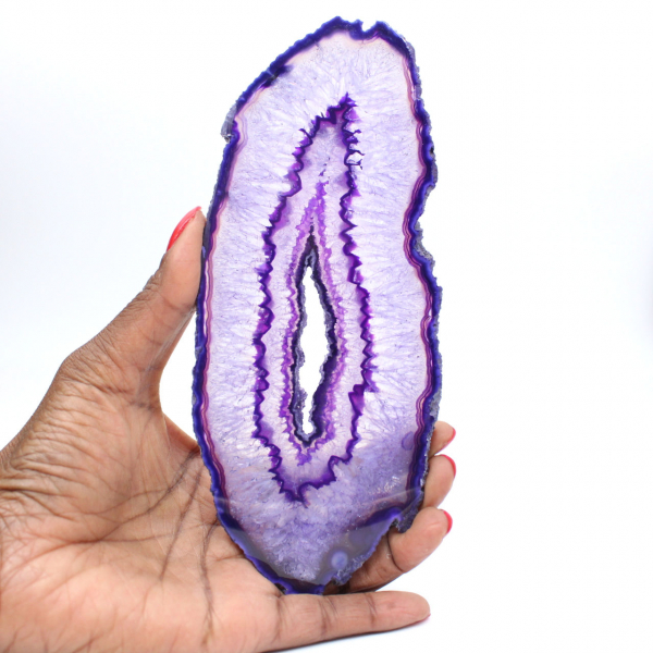 Tranche d'Agate Légère, Teinte Violette de Décoration