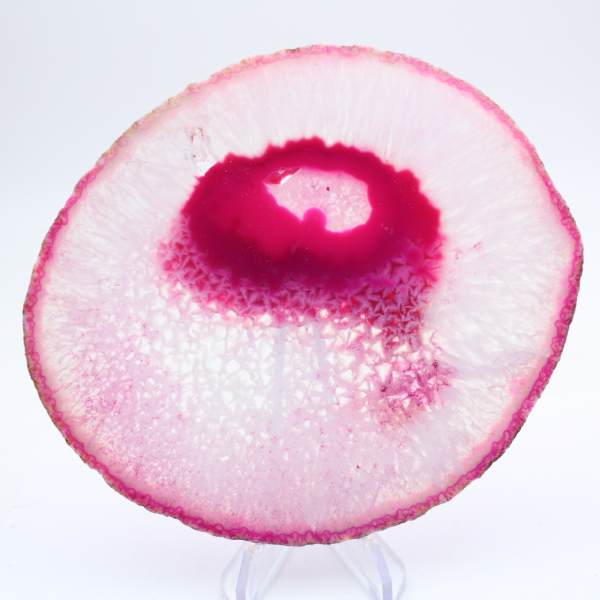 Tranche d’agate teinté rose décorative