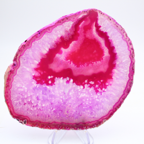 Tranche polie d’agate teinté rose