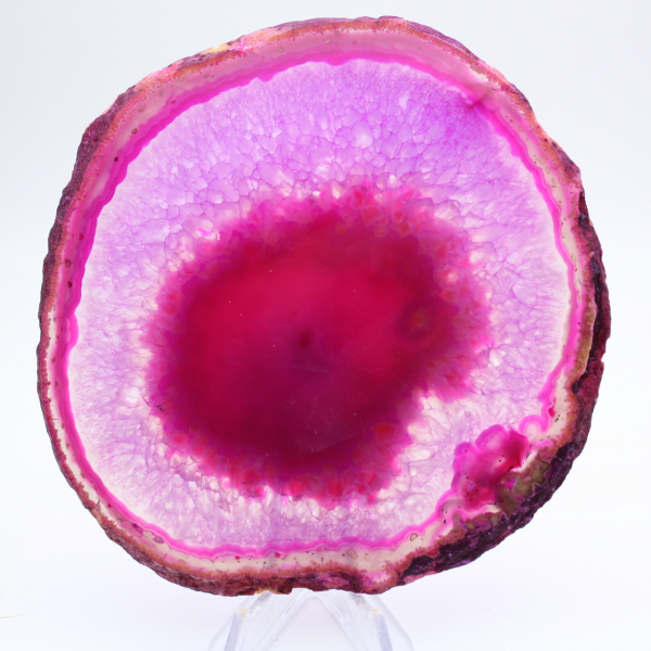 Tranche d’agate rose teinté pour collection