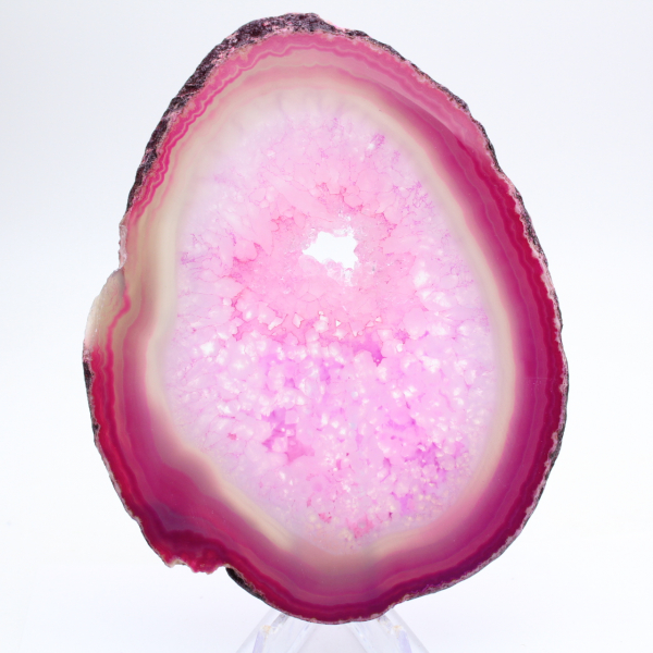 Agate brésilienne teinté rose polie