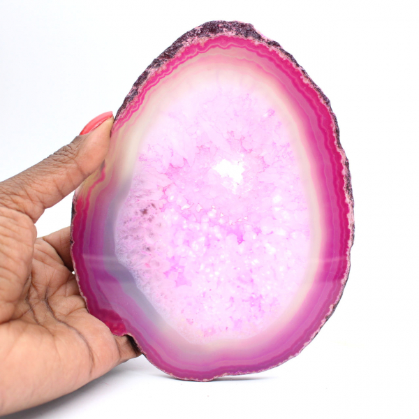 Agate brésilienne teinté rose polie