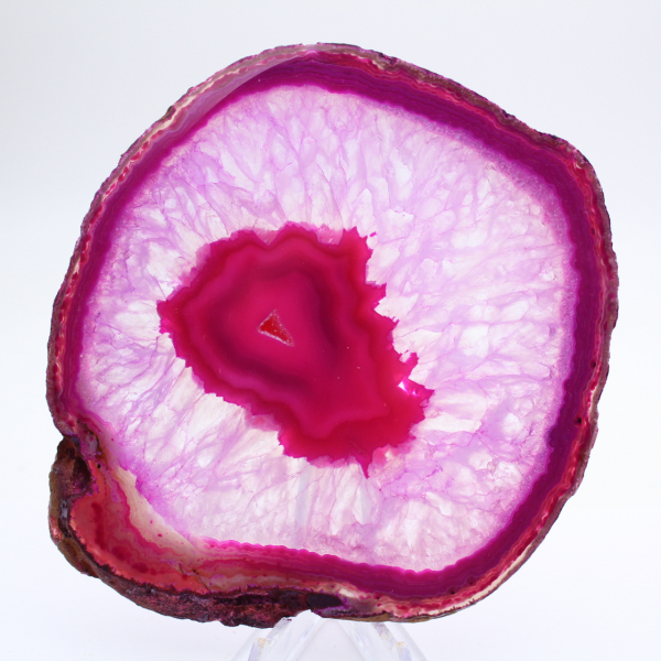 Tranche décorative d’agate teinté rose