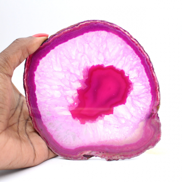 Tranche décorative d’agate teinté rose