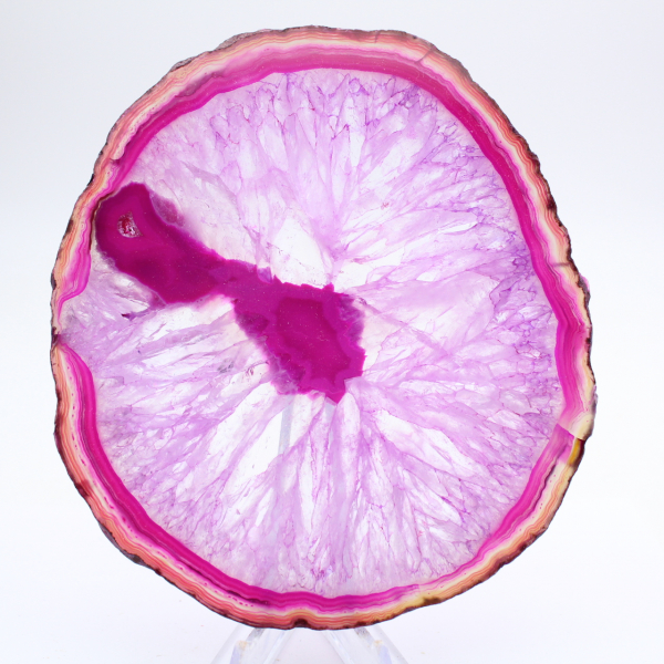 Agate naturelle teinté rose en tranche