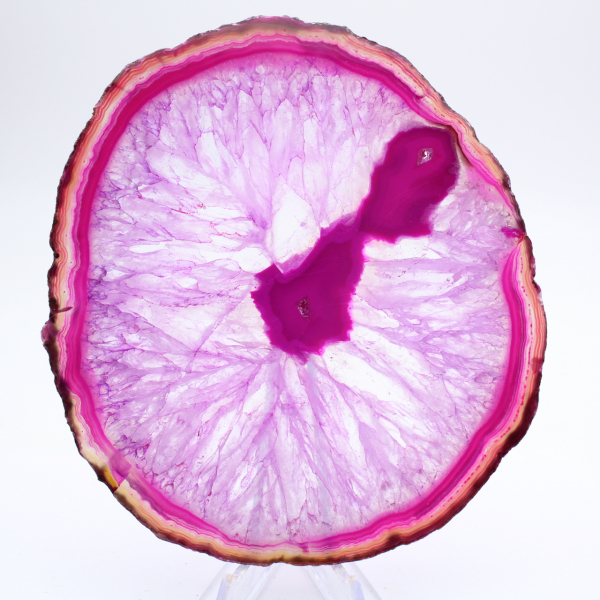 Agate naturelle teinté rose en tranche