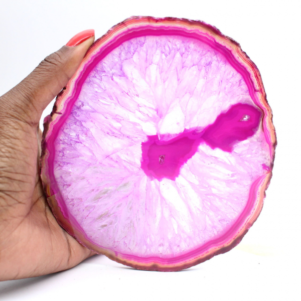 Agate naturelle teinté rose en tranche