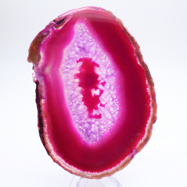 Tranche polie d’agate rose teinté