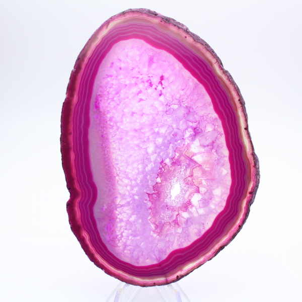 Tranche d’agate rose teinté décorative