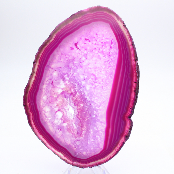 Tranche d’agate rose teinté décorative