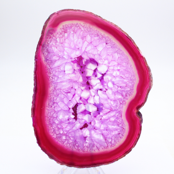 Agate polie en tranche teinté rose