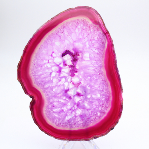 Agate polie en tranche teinté rose