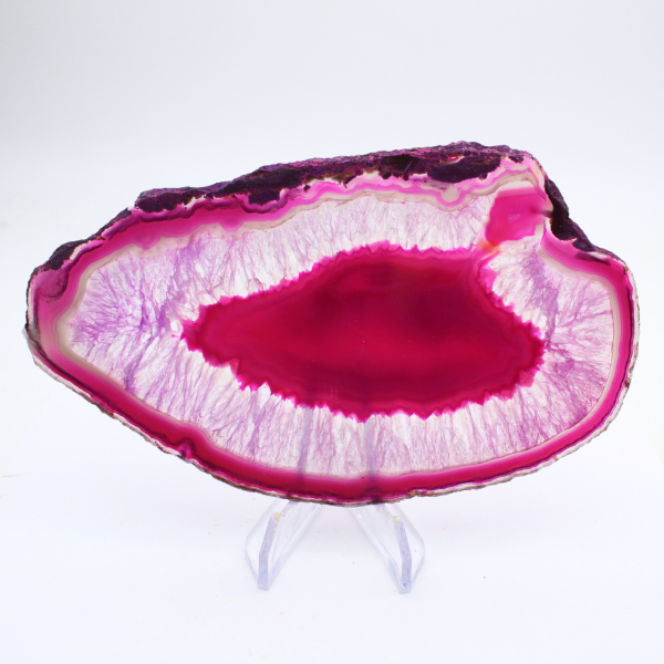 Tranche fine d’agate teinté rose