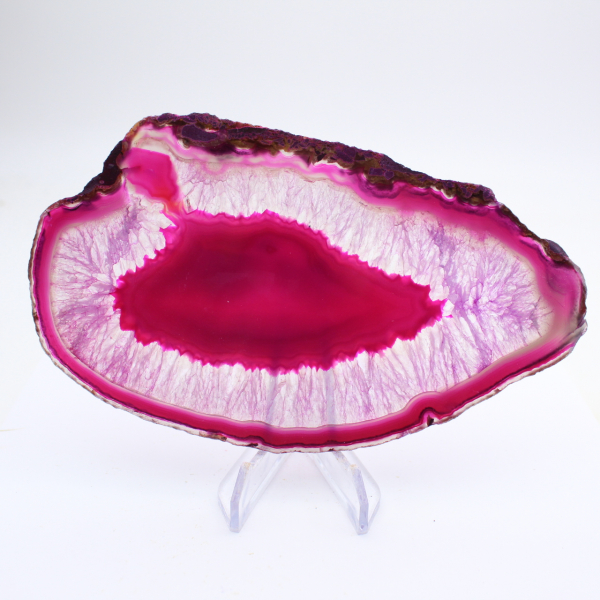 Tranche fine d’agate teinté rose
