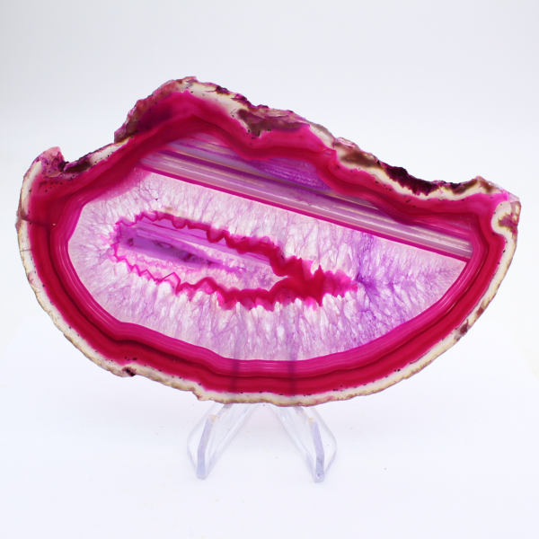 Agate polie teinté rose décorative