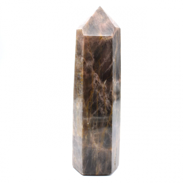 Prisme en Pierre de Lune Noire de Madagascar - Microcline de Collection