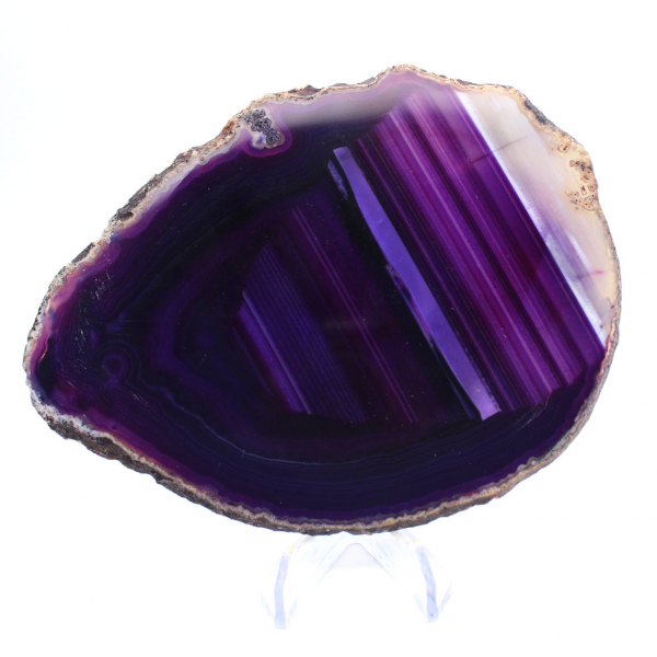 Tranche d'Agate du Brésil Teintée Violette pour Collection