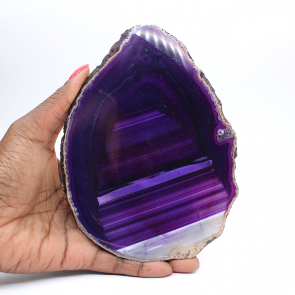 Tranche d'Agate du Brésil Teintée Violette pour Collection