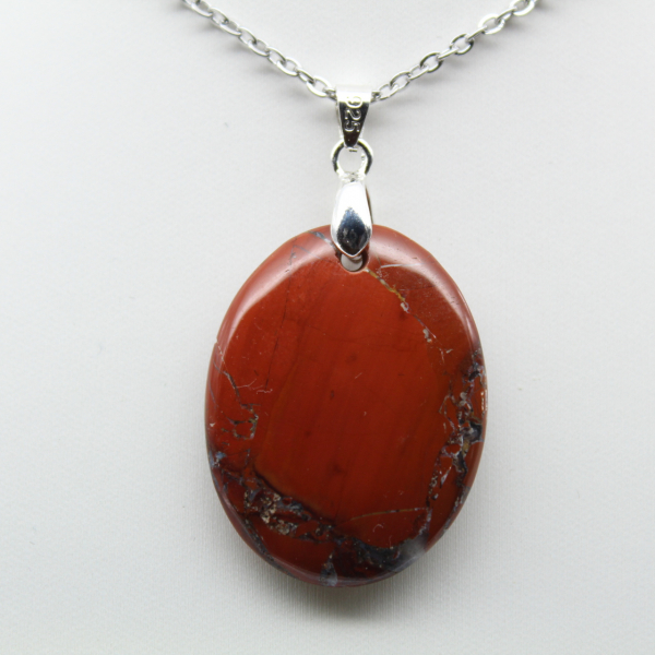 Pendentif Long en Jaspe Rouge