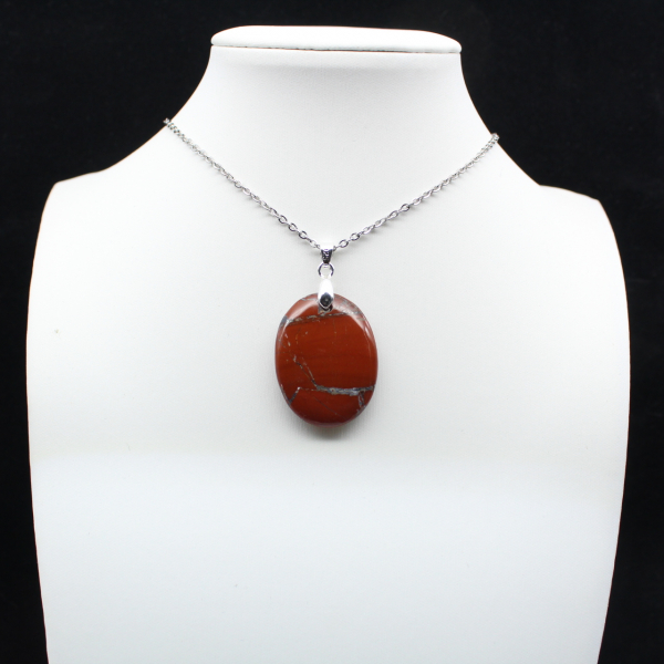 Collier Pendentif Jaspe Rouge