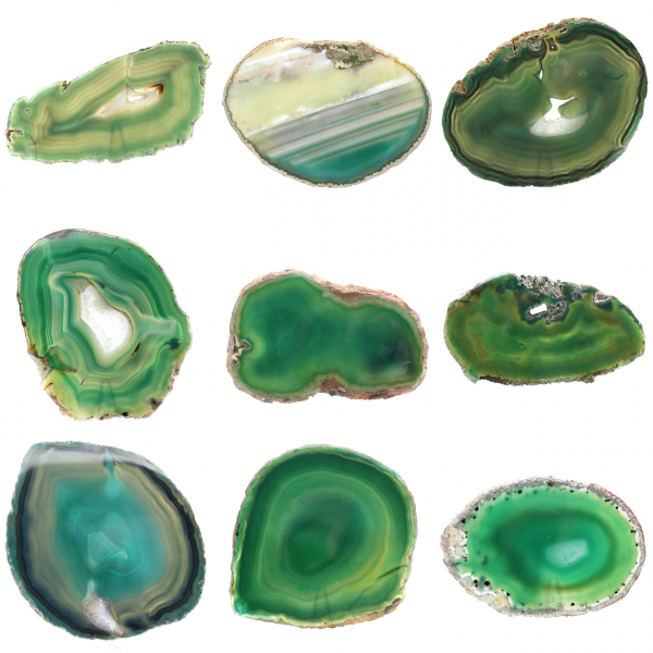 Tranche d'agate verte naturelle – Pièce décorative 250 g