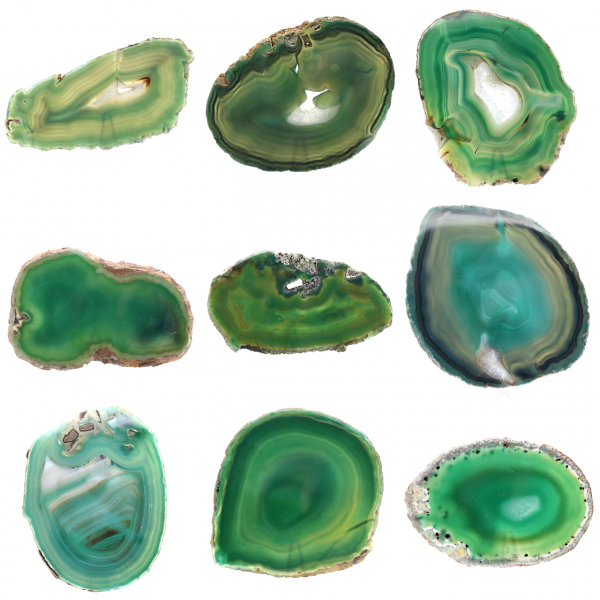 Tranche d'agate verte naturelle – Pièce décorative 250 g