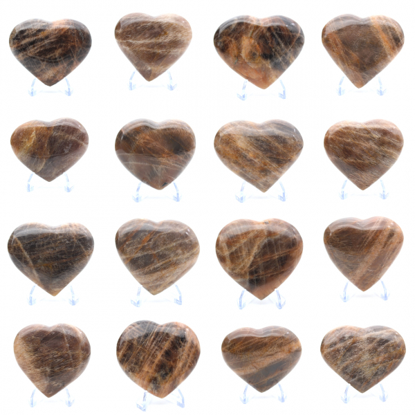 Coeur en pierre de lune noire