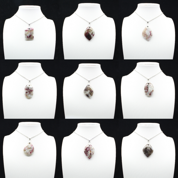Pendentif flamme à inclusion de Tourmaline rose