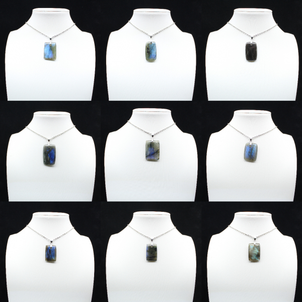 Pendentif rectangle en labradorite