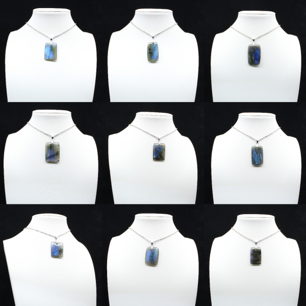 Pendentif rectangle en labradorite
