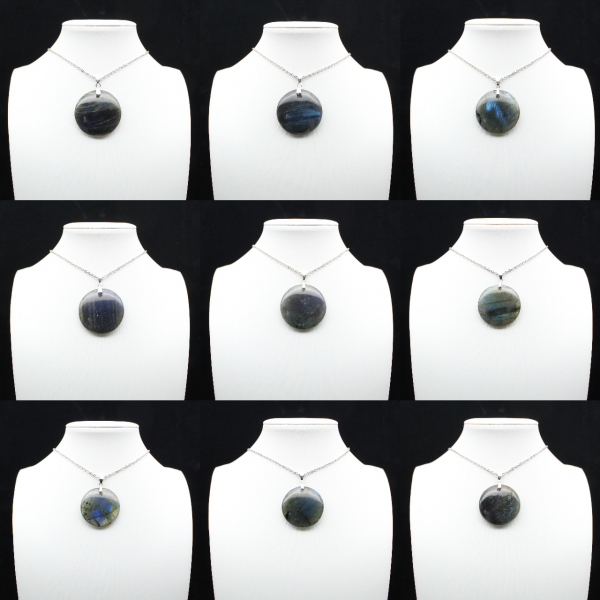 Pendentif rond en labradorite