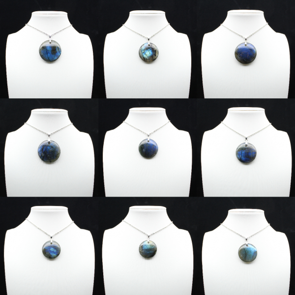 Pendentif rond en labradorite