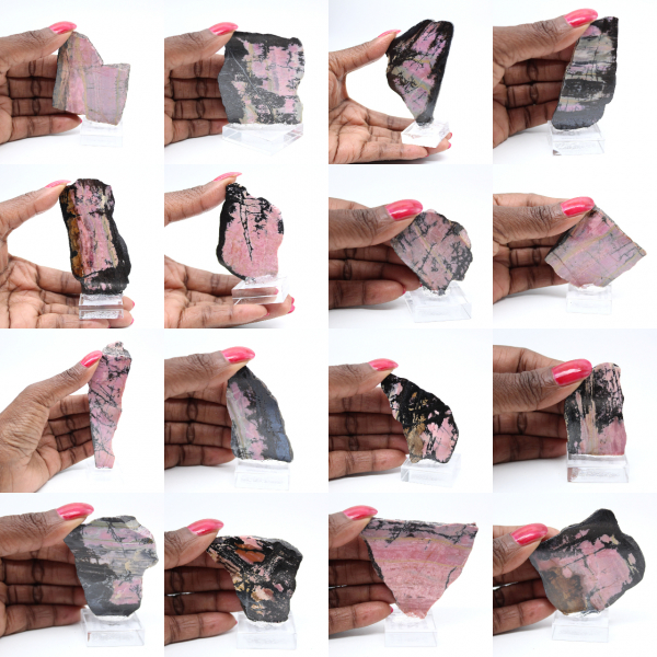 Rhodonite tranche polie de qualité pour décoration