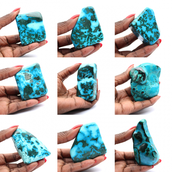 Pierre polie en Chrysocolle Congo